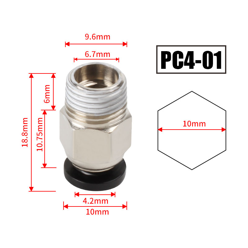 10pcs/lot PC4-M10 Pneumatic Co - огляд і ціна Ptfe Tape Thread