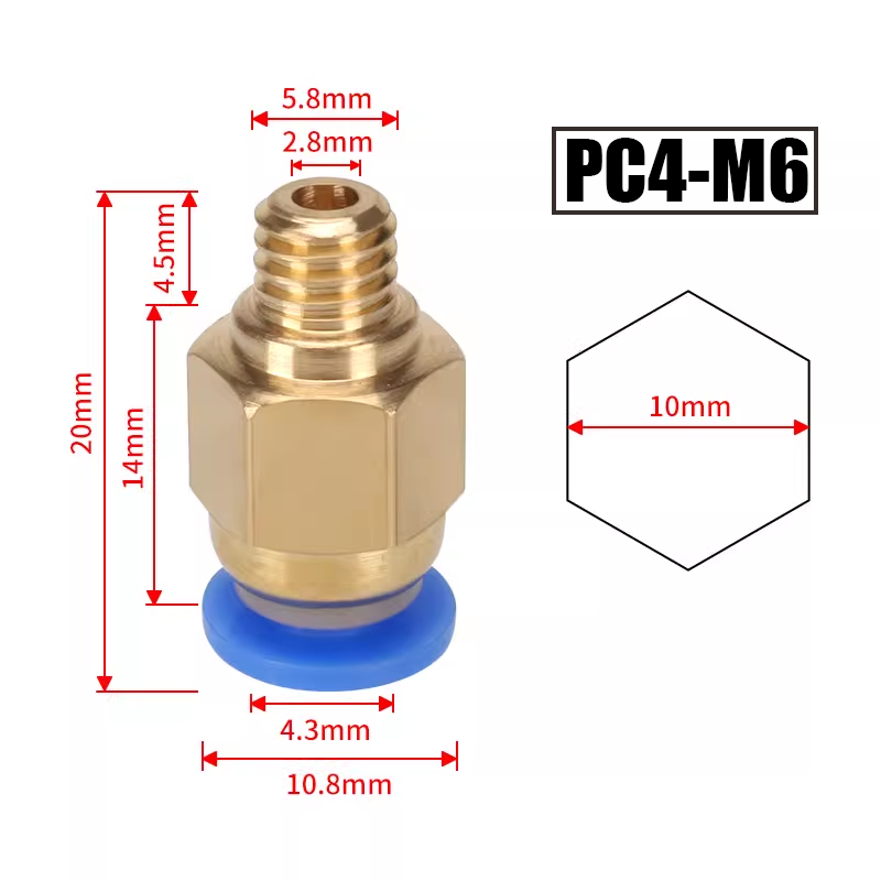 10Pcs/Lot PC4-M6 PC4-01 Quick  - огляд і ціна Ptfe Tape Thread